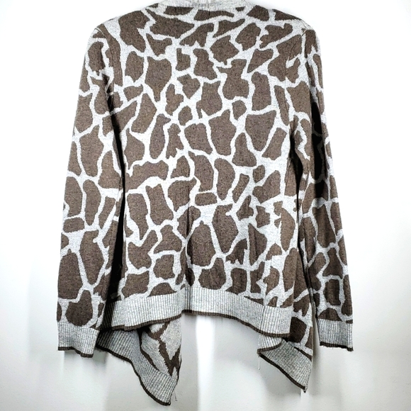 VERTIGO Brown Gray Animal Print Waterfall Cardigan Sweater M  NWT - Picture 5 of 11